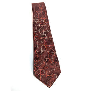 VTG 1950s Beau Brummell Wide Necktie Mens Brown Abstract Print Hipster Swing